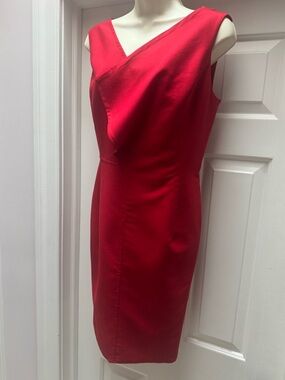 Oscar De La Renta Red Wool Blend Dress. Made In Italy.